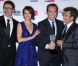 Jean Dujardin, Bérénice Bejo, Michel Hanavacius et Thomas Langmann en janvier 2012 à Los Angeles. 