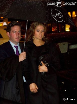 La princesse Madeleine de Suède et son boyfriend Chris O'Neill arrivent au Carnegie Hall, à New York, pour un concert du Swedish Youth Orchestra, le 26 janvier 2012.
