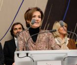 André Manoukian, Chantal Jouanno, Domianique Serra à la conférence de presse du 22e Rallye Aïcha des Gazelles, à la Paris, le 2 février 2012.