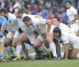 Les avants de l'équipe de France lors du match face à l'Italie lors du Tournoi des VI Nations le 4 février 2012 à Saint-Denis