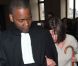 Catherine Breillat en compagnie de son avocat lors de son procès l'opposant à Christophe Rocancourt le 17 février 2012 au Palais de Justice de Paris