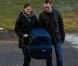 La princesse Victoria et le prince Daniel en promenade à Stockholm avec la princesse Estelle, le 27 février 2012. 