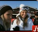 Laury Thilleman et Alexandra Rosenfeld lors de leurs vacances au ski à Mégève en mars 2012