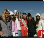 Alexandra Rosenfeld, Rachel Legrain-Trapani, Laury Thilleman, Delphine Wespiser, Sylvie Tellier et Malika Ménard lors de leurs vacances au ski à Mégève en mars 2012