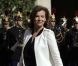 Valérie Trierweiler arrive dans l'allée de l'Elysée lors de la passation de pouvoir entre Nicolas Sarkozy et François Hollande, le 15 mai 2012.