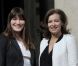 Carla Bruni-Sarkozy et Valérie Trierweiler sur le perron de l'Elysée lors de la passation de pouvoir entre Nicolas Sarkozy et François Hollande, le 15 mai 2012.