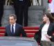 Carla Bruni-Sarkozy et Nicolas Sarkozy quittent l'Elysée après la passation de pouvoir, le mardi 15 mai 2012.
