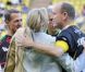 Albert de Monaco, la princesse Charlène et Michael Schumacher le 22 mai 2012 à Monaco pour un match de charité organisé au profit de l'association de la princesse Charlène