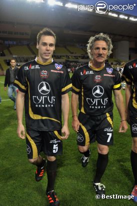 Louis Ducruet et Jean-Luc Ettori le 22 mai 2012 à Monaco pour un match de charité organisé au profit de l'association de la princesse Charlène