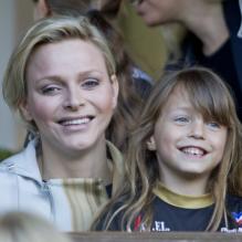 La princesse Charlène lors d'un match de foot de charité donné en faveur de l'association de la princesse Charlène au Stade Louis II de Monaco le 22 mai 2012