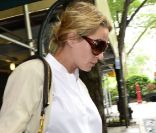 Uma Thurman, enceinte de son troisième enfant, dans les rues de New York, le 23 mai 2012.