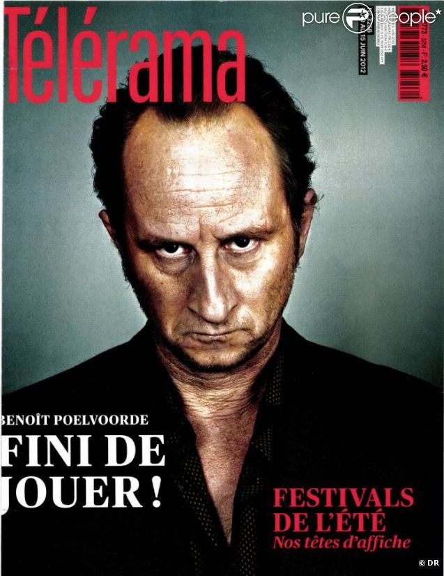 Benoît Poelvoorde en couverture du nouveau numéro de  Télérama, en kiosques le 6 juin 2012.
