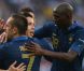 Samir Nasri félicité par ses coéquipiers après son but lors du match de l'Euro entre la France et l'Angleterre (1-1) qui s'est déroulé le 11 juin 2012 à Donetsk en Ukraine