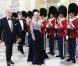 La reine Margrethe II de Danemark et le prince Henrik arrivent pour un dîner au palais royal Amalienborg, à Copenhague, le 14 juin 2012 en l'honneur de la visite officielle au Danemark du président de la République populaire de Chine Hu Jintao et son épouse Liu Yongqing.