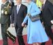 Cérémonie de bienvenue pour la visite officielle du président de la République populaire de Chine Hu Jintao et son épouse Liu Yongqing sur le tarmac de l'aéroport Kastrup de Copenhague, le 14 juin 2012.