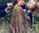 Le tournage du film Maleficent avec Angelina Jolie en sorcière à cornes, en Grande-Bretagne le 20 juin 2012