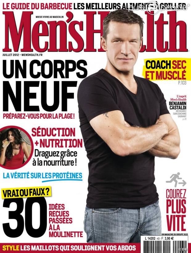 Benjamin Castaldi en couverture de Men's Health du mois de juillet