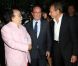 Jean-Michel Ribes, François Hollande, et Bertrand Delanoë au théâtre du Rond-Point où Jean-Michel Ribes célébrait ses dix ans, à Paris, le 30 juin 2012.