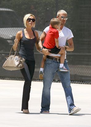 David Beckham, sa femme et son fils
