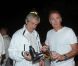 Franck Dubosc et Claude Lelouch à la Soirée blanche organisée par le chef Christophe Leroy, aux Moulins de Ramatuelle, le dimanche 8 juillet 2012.