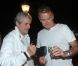 Franck Dubosc et Claude Lelouch à la Soirée blanche organisée par le chef Christophe Leroy, aux Moulins de Ramatuelle, le dimanche 8 juillet 2012.