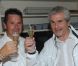 Le chef Christophe Leroy et Claude Lelouch à la Soirée blanche, aux Moulins de Ramatuelle, le dimanche 8 juillet 2012.