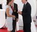 Kate Middleton a été accueillie par le Premier ministre David Cameron lors de la réception Creative Industries organisée par le Founders Forum et pour la campagne gouvernementale GREAT, à l'Académie royale des arts de Londres, le 30 juillet 2012, en marge des JO.
