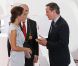 Kate Middleton a été accueillie par le Premier ministre David Cameron lors de la réception Creative Industries organisée par le Founders Forum et pour la campagne gouvernementale GREAT, à l'Académie royale des arts de Londres, le 30 juillet 2012, en marge des JO.