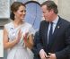 Kate Middleton a été accueillie par le Premier ministre David Cameron lors de la réception Creative Industries organisée par le Founders Forum et pour la campagne gouvernementale GREAT, à l'Académie royale des arts de Londres, le 30 juillet 2012, en marge des JO.