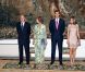 Le roi Juan Carlos Ier d'Espagne, entouré de sa femme la reine Sofia, de son fils le prince Felipe et de sa belle-fille la princesse Letizia, offrait le 8 août 2012 au palais de la Almudaina le traditionnel dîner pour les autorités des îles Baléares dans le cadre des vacances d'été de la famille royale à Palma de Majorque.