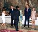 Le roi Juan Carlos Ier d'Espagne, entouré de sa femme la reine Sofia, de son fils le prince Felipe et de sa belle-fille la princesse Letizia, offrait le 8 août 2012 au palais de la Almudaina le traditionnel dîner pour les autorités des îles Baléares dans le cadre des vacances d'été de la famille royale à Palma de Majorque.