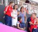 Kate Middleton, sexy en top sans manches et jupette, a eu l'occasion de bondir de joie une foie de plus aux JO de Londres, vendredi 10 août 2012, grâce à la médaille de bronze décrochée par les hockeyeuses britanniques face à la Nouvelle-Zélande.