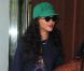 Rihanna, habillée d'un minishort et de bottines Chloë Sevigny pour Opening Ceremony et d'un pull Kenzo, une casquette de la même marque sur la tête, sort de son hôtel londonien. Le 28 août 2012.