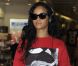 Rihanna, détendue à son arrivée à l'aéroport d'Heathrow. Londres, le 27 août 2012.