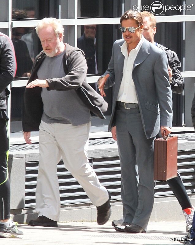 Brad Pitt le 4 août 2012 sur le tournage de The Counselor