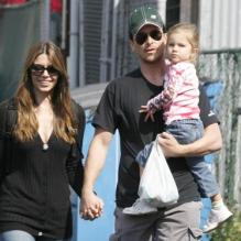 Christian Bale, sa femme Sandra et leur fille, en 2008