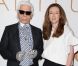 Karl Lagerfeld et Clare Waight Keller, directrice artistique de Chloé, assistent à l'inauguration de l'exposition Chloé.Attitudes au Palais de Tokyo. Paris, le 28 septembre 2012.