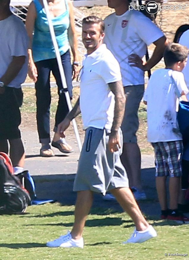 Exclusif - David Beckham assiste au match de football de ses fils Romeo et Cruz. Los Angeles, le 23 septembre 2012.