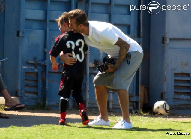 Exclusif - David Beckham et son fils Cruz à Los Angeles, le 23 septembre 2012.