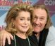 Les acteurs Catherine Deneuve et Gérard Depardieu lors de l'avant première de  Astérix et Obelix : Au service de Sa Majesté , à Berlin, le 1er octobre 2012.