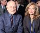 Valérie Trierweiler et Pierre Bergé au premier rang du défilé Saint Laurent Paris, au Grand Palais, à Paris, le 1er octobre 2012.