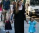 Les filles de Sarah Jessica Parker, Marion et Tabitha font de la trottinette et se défoulent dans un parc avec leurs amies sous les yeux de la nounou, le 5 octobre 2012 à New York