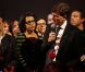 Audrey Pulvar avec son compagnon Arnaud Montebourg à la Bellevilloise au soir des primaires socialistes en octobre 2011