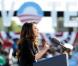 Eva Longoria dans le Nevada oeuvre pour la réélection de Barack Obama lors d'un meeting. Le 1er novembre 2012