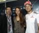 Patrick Dempsey, Jensen Button et la compagne de ce dernier Jessica Michibata dans le paddock du Grand Prix des Etats-Unis à Austin au Texas le 18 novembre 2012