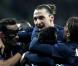 Zlatan Ibrahimovic, Néné, Maxwell et Ezequiel Lavezzi lors du match entre le Dynamo Kiev et le Paris Saint-Germain à Kiev le 21 novembre 2012