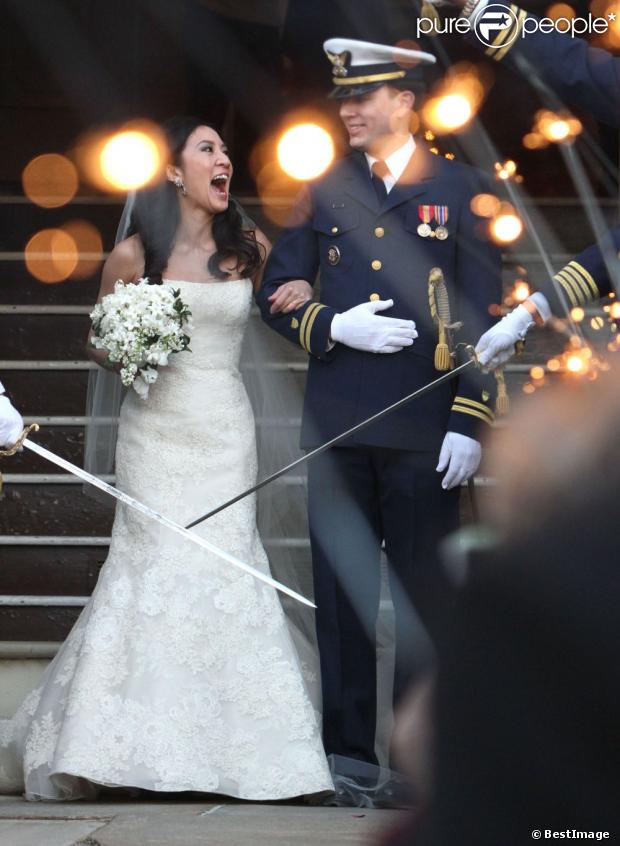 Mariage de la patineuse Michelle Kwan et Clay Pell à l'eglise "First Unitarian" à Providence dans l'état du Rhode Island, le 19 janvier 2013.