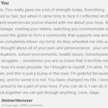 Lady Gaga a adressé un message de remerciements à ses fans sur son site Internet, le mercredi 20 février.