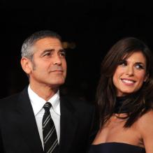 George Clooney et son ex-girlfriend Elisabetta Canalis lors de la présentation à Rome de In the Air, le 17 octobre 2009.