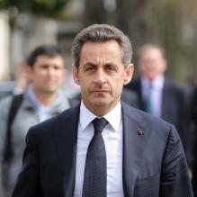 Nicolas Sarkozy lors des obsèques d'Antoine Veil au cimetière du Montparnasse à Paris le 15 avril 2013